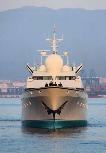 a large boat in the water aboard KINGDOM 5KR Yacht for Sale