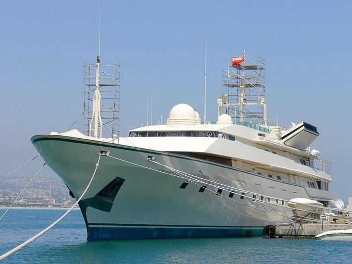 a large white boat aboard KINGDOM 5KR Yacht for Sale