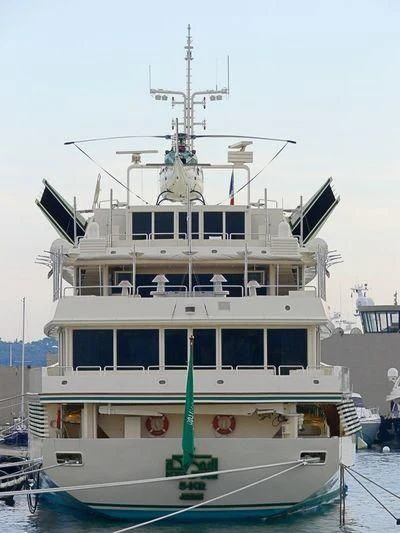a large white boat aboard KINGDOM 5KR Yacht for Sale