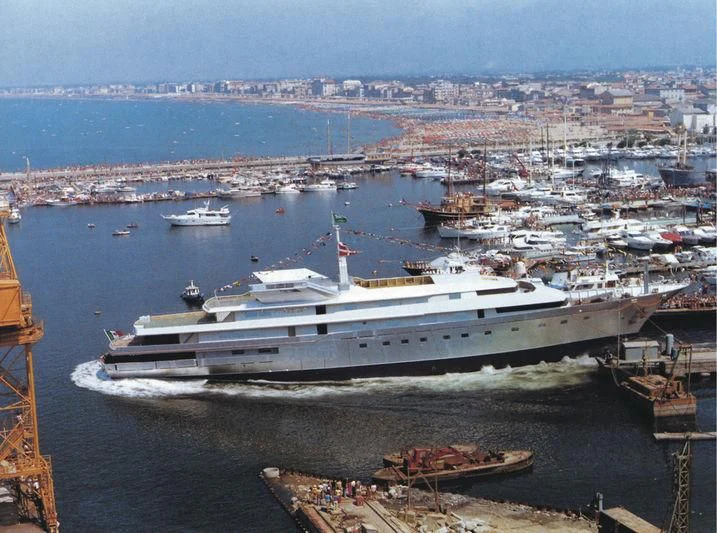 a large ship in the water aboard KINGDOM 5KR Yacht for Sale