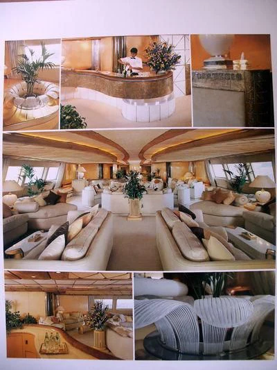 collage of a room with a person sitting on a couch aboard KINGDOM 5KR Yacht for Sale