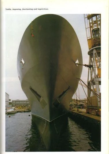 a large submarine in the water aboard KINGDOM 5KR Yacht for Sale