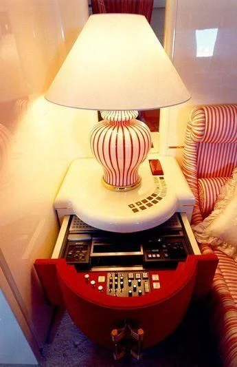 a lamp on a table aboard KINGDOM 5KR Yacht for Sale