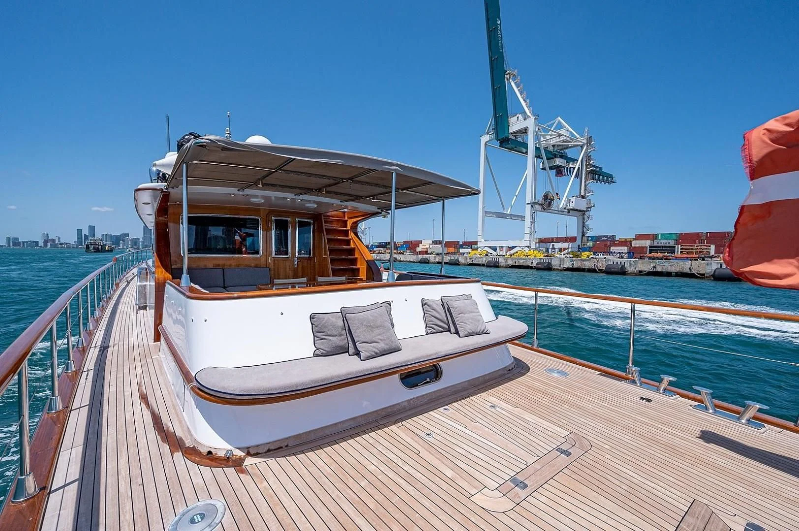 a boat on a dock aboard ATALI Yacht for Sale