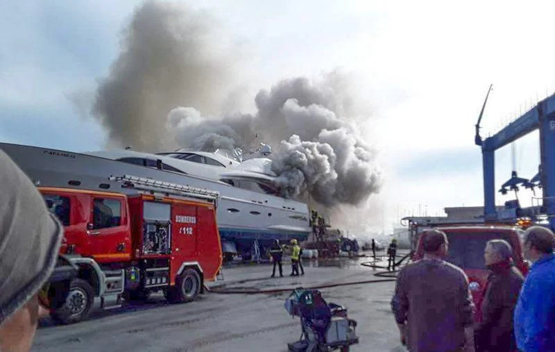 a fire truck on fire aboard ORDISI Yacht for Sale