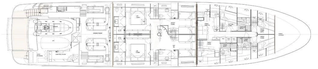 diagram, engineering drawing aboard ANYTHING GOES V Yacht for Sale