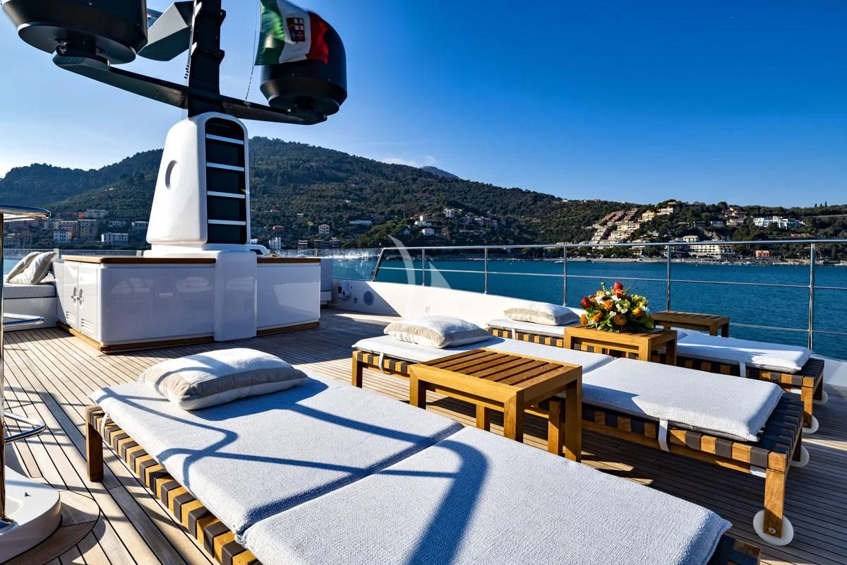 a boat on the water aboard ANYTHING GOES V Yacht for Sale