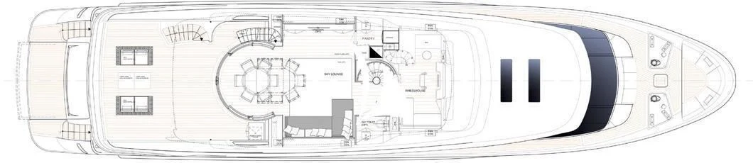 a drawing of a building aboard ANYTHING GOES V Yacht for Sale