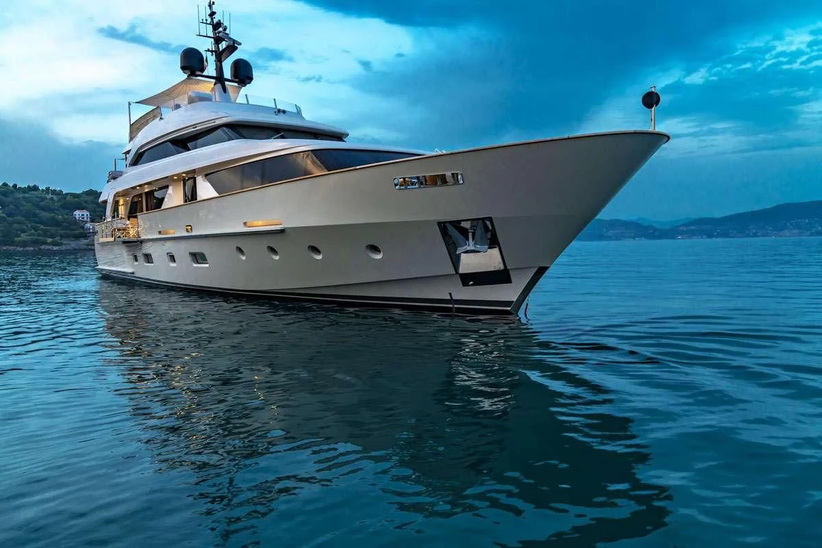 a boat on the water aboard ANYTHING GOES V Yacht for Sale