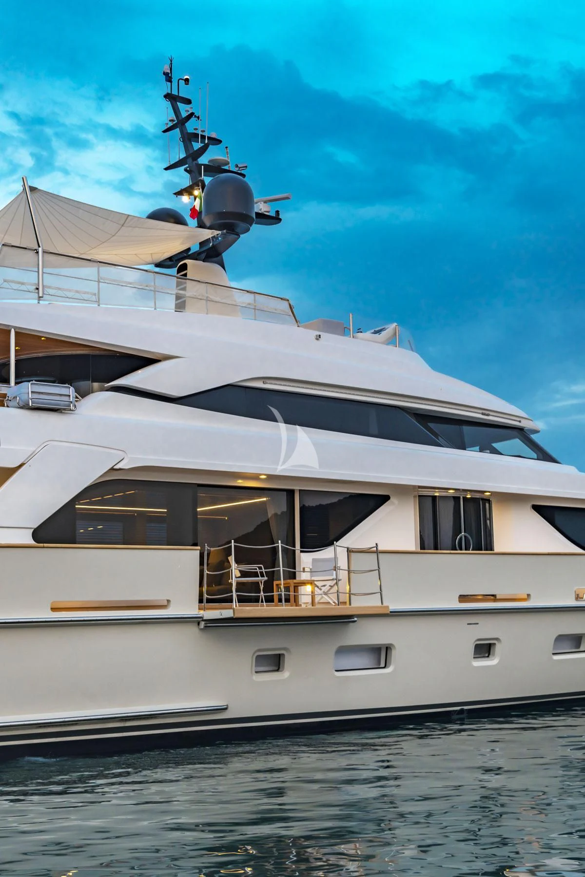 a boat with a crane on top aboard ANYTHING GOES V Yacht for Sale
