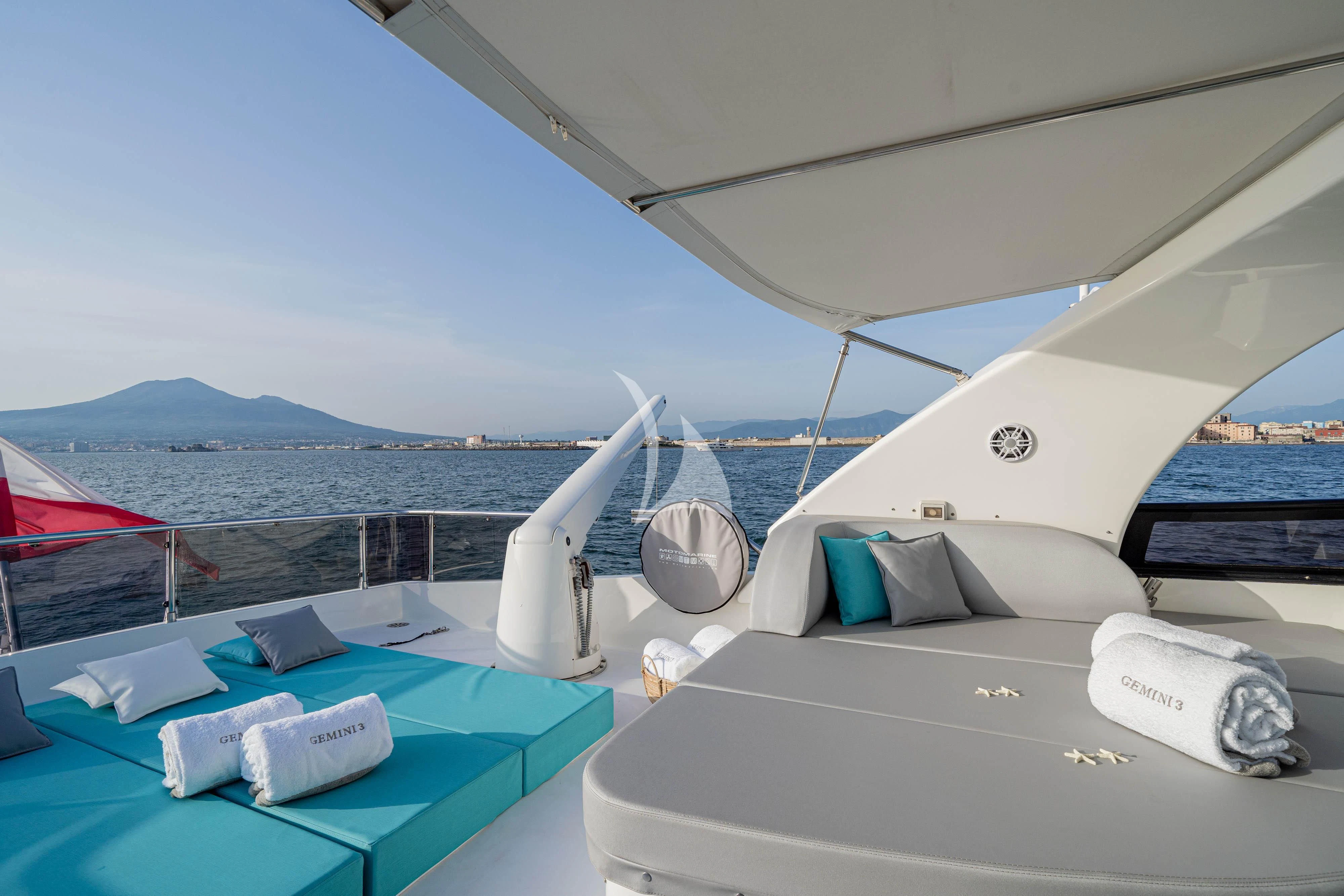 a plane on the water aboard GEMINI 3 Yacht for Charter