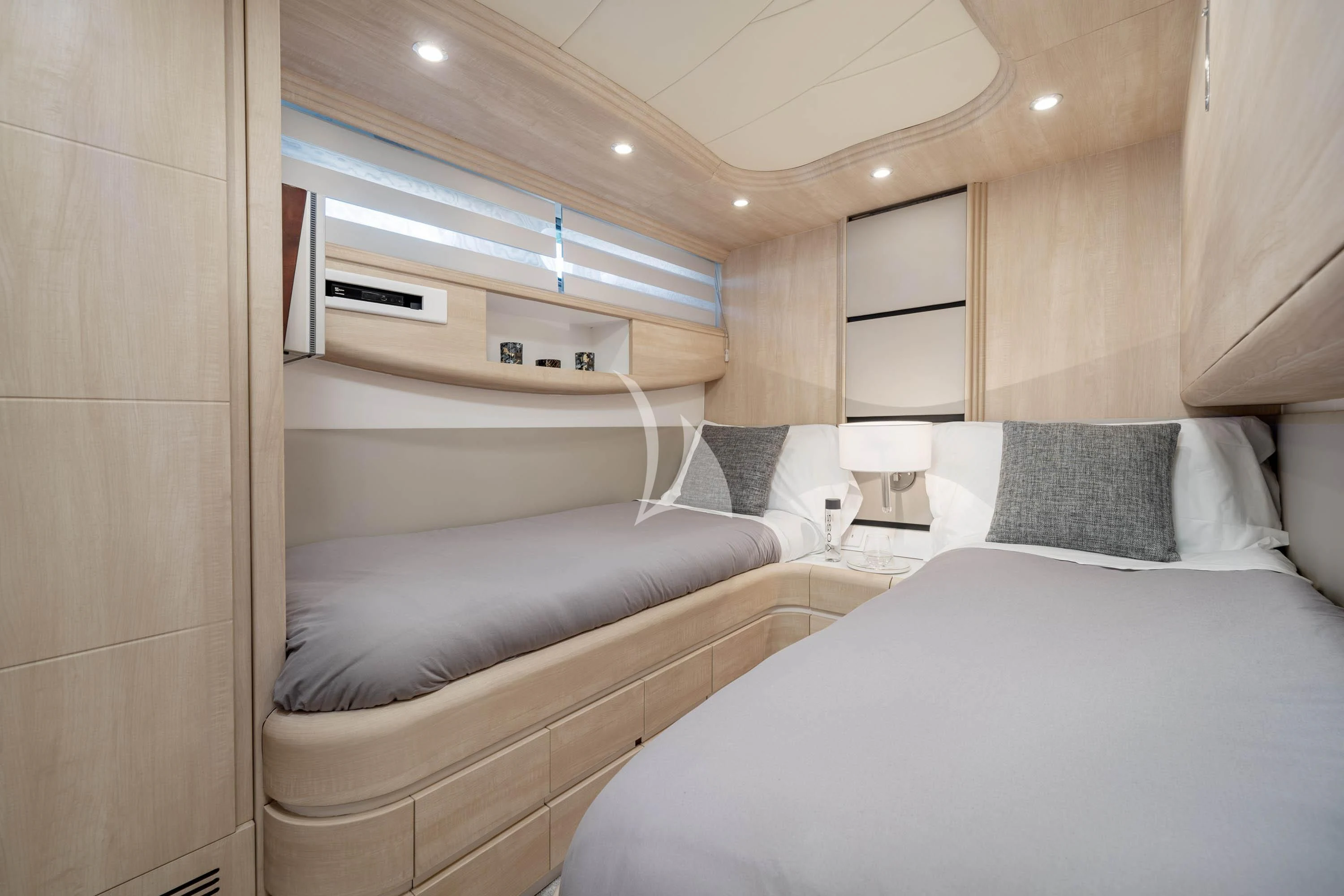 a room with two beds aboard GEMINI 3 Yacht for Charter