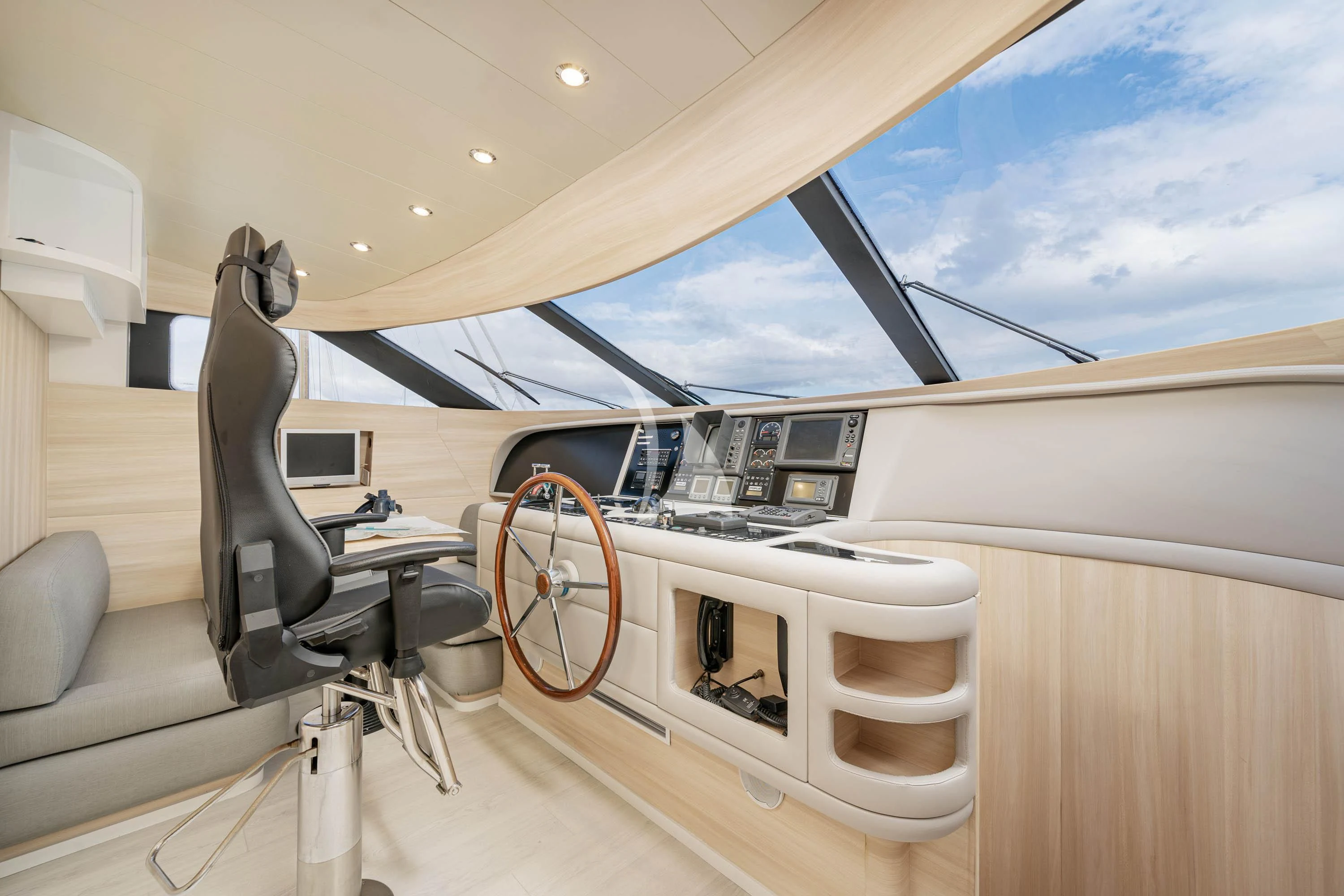 inside of a car aboard GEMINI 3 Yacht for Charter