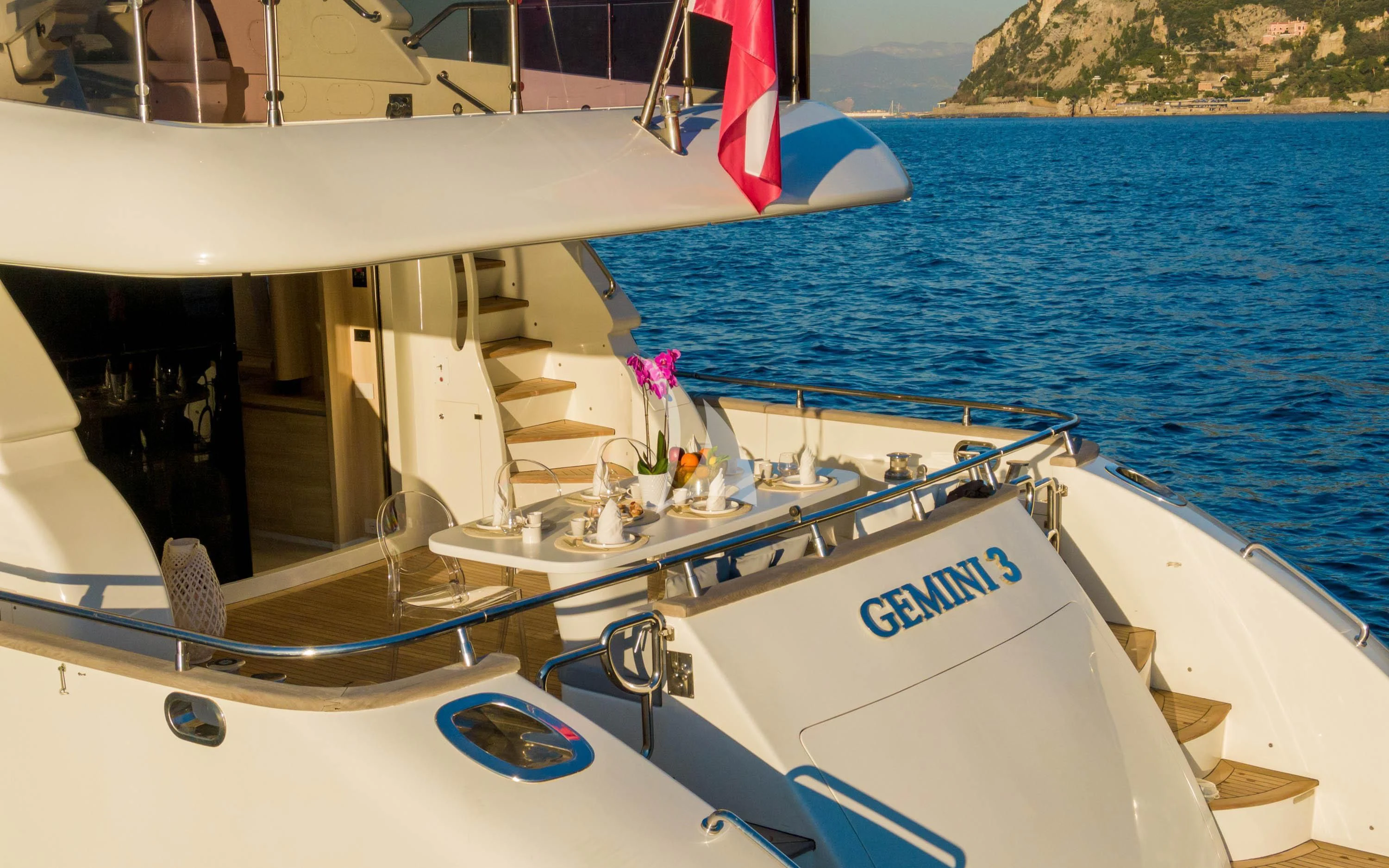 a boat on the water aboard GEMINI 3 Yacht for Charter