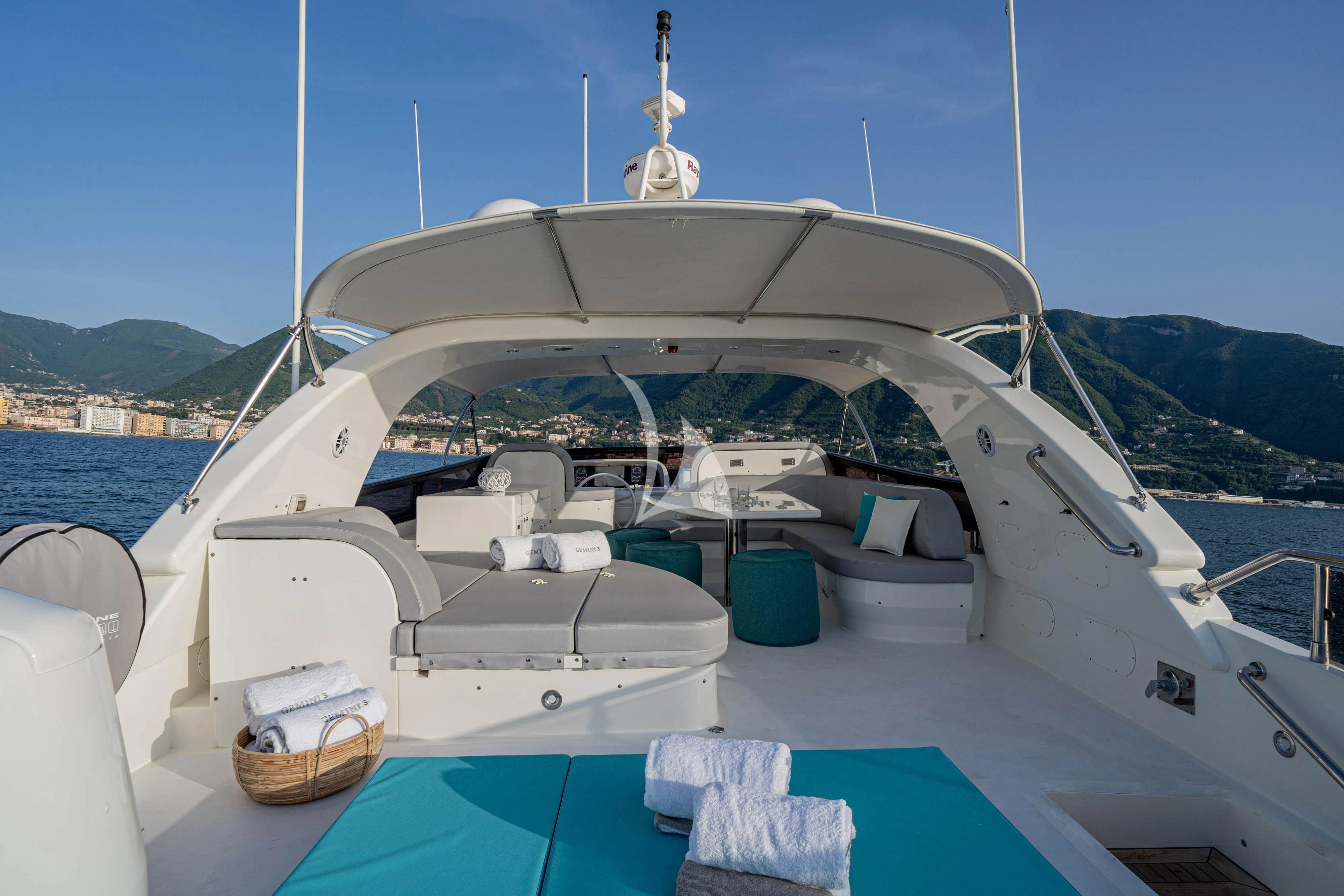 a boat on the water aboard GEMINI 3 Yacht for Charter