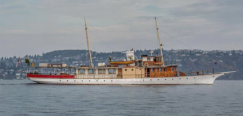 a large ship in the water aboard EL PRIMERO Yacht for Sale