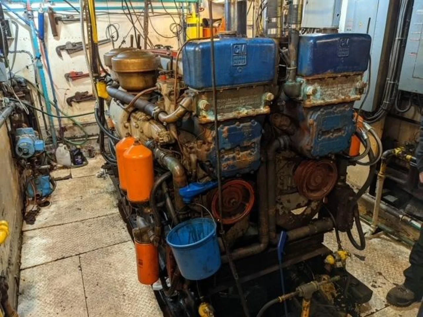 a room full of machinery aboard EL PRIMERO Yacht for Sale
