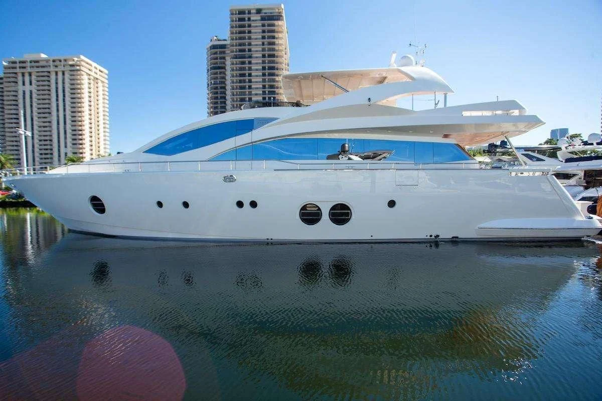 a white yacht in a body of water aboard BLUOCEAN Yacht for Sale