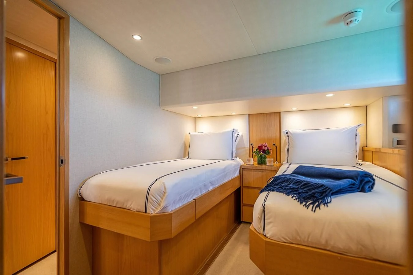 a couple of beds in a room aboard MARYBELLE Yacht for Sale