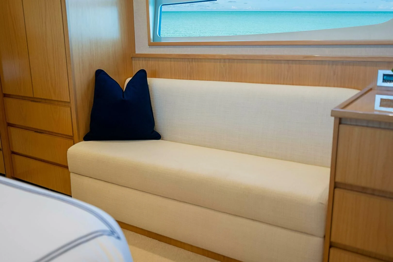 a couch in a room aboard MARYBELLE Yacht for Sale