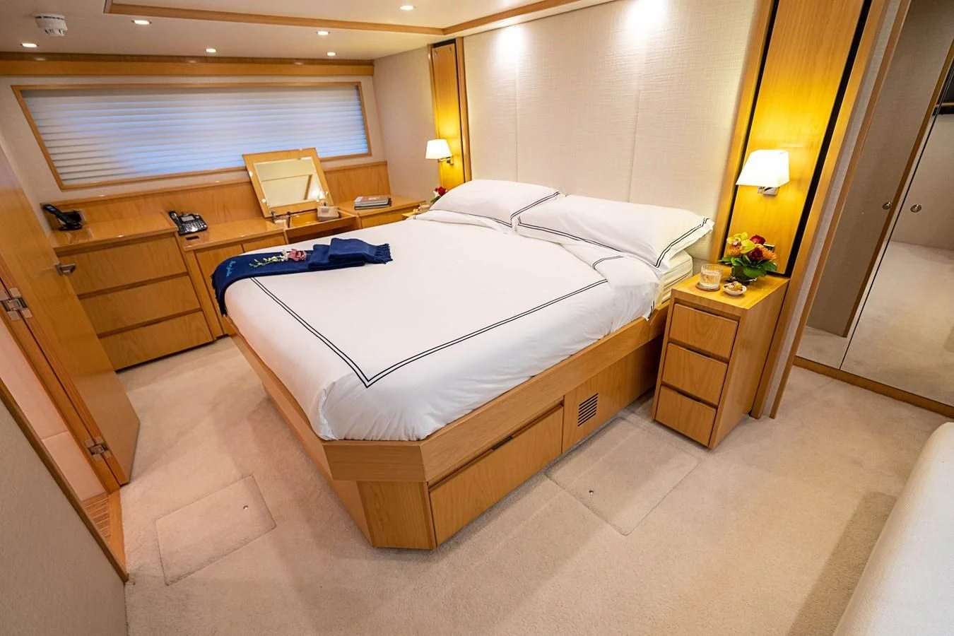 a room with two beds aboard MARYBELLE Yacht for Sale