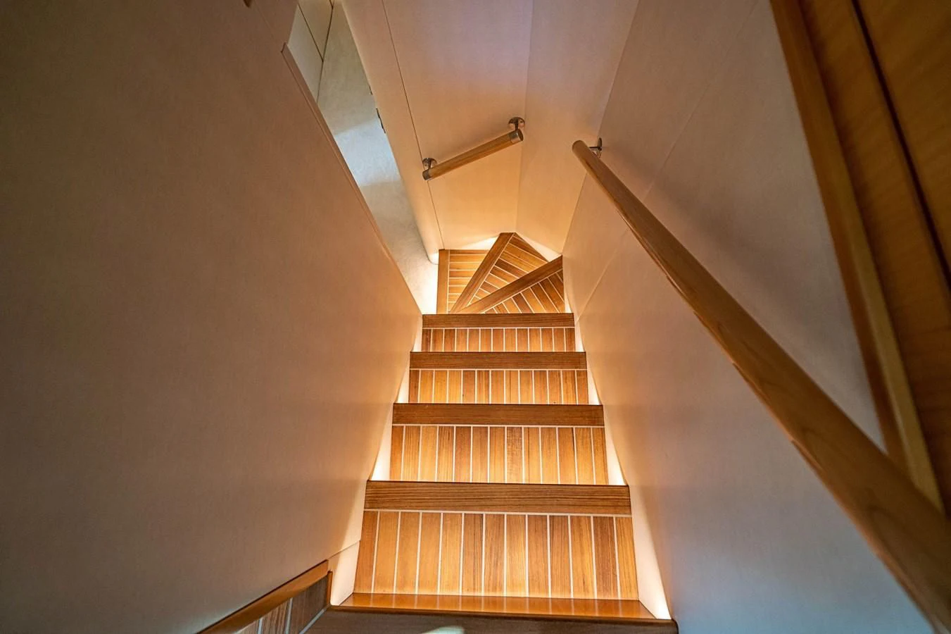 a staircase with a railing aboard MARYBELLE Yacht for Sale