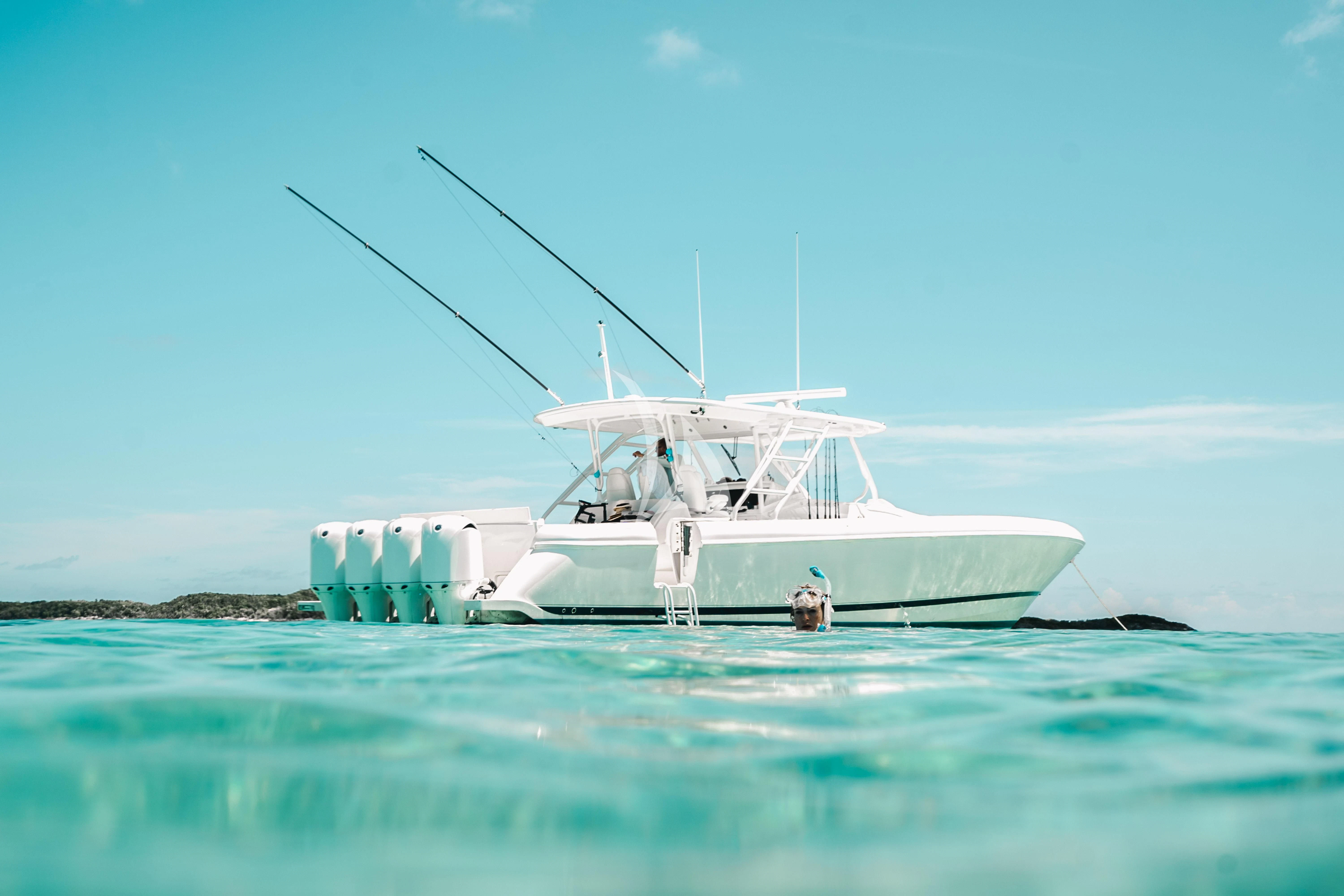 a white boat in the water aboard MARYBELLE Yacht for Sale