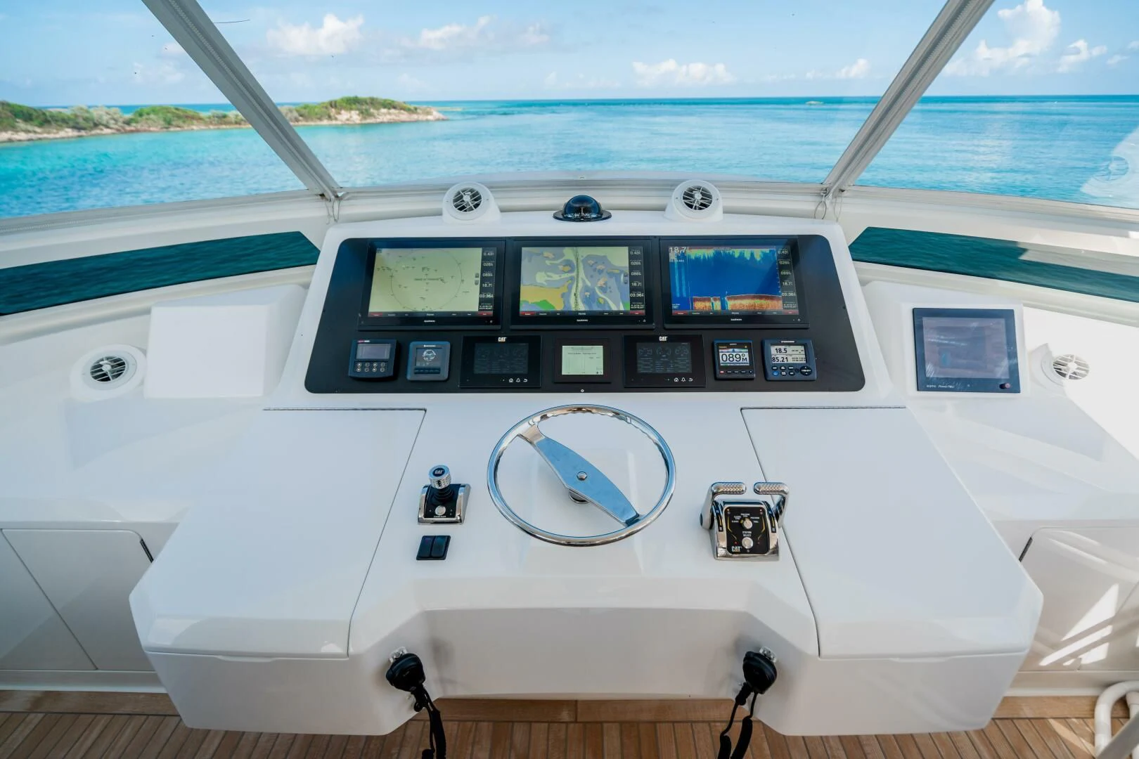 a boat with a screen and buttons aboard MARYBELLE Yacht for Sale