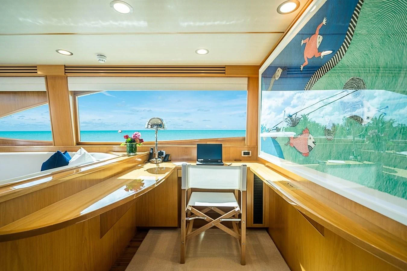 a room with a desk and a computer aboard MARYBELLE Yacht for Sale