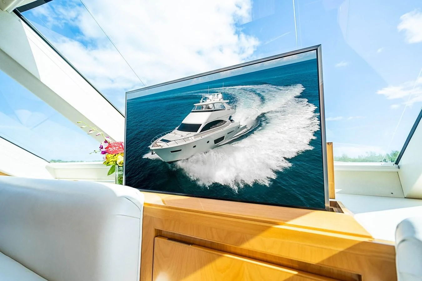 a large ship in the water aboard MARYBELLE Yacht for Sale