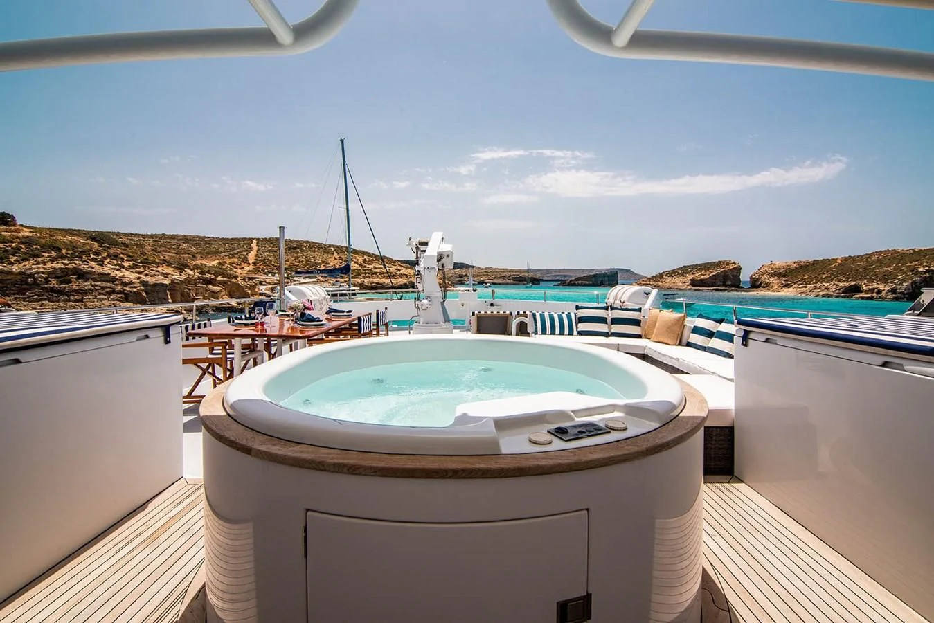 a pool on a boat aboard CRISS C Yacht for Sale