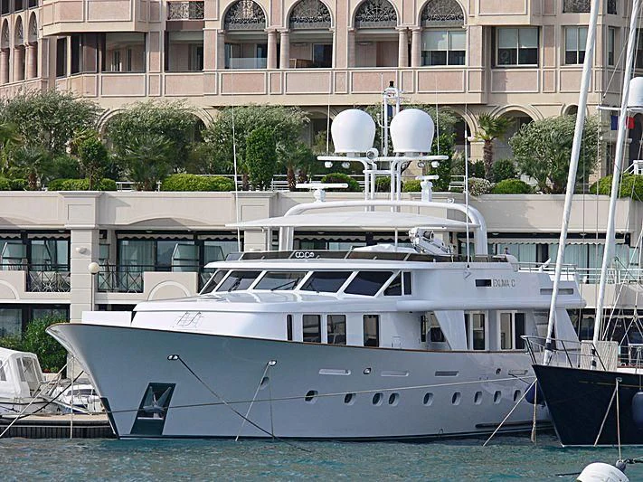 a white boat in the water aboard CRISS C Yacht for Sale