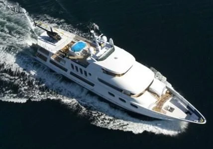 a high angle view of a boat aboard AURORA Yacht for Charter