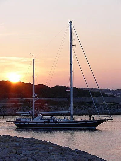 a boat on the water aboard BLACK MOLLY Yacht for Sale