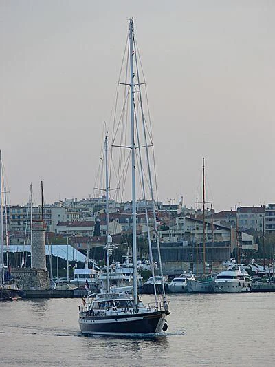 a boat in the water aboard BLACK MOLLY Yacht for Sale