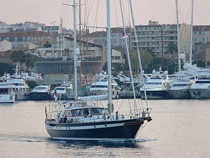 a boat in the water aboard BLACK MOLLY Yacht for Sale