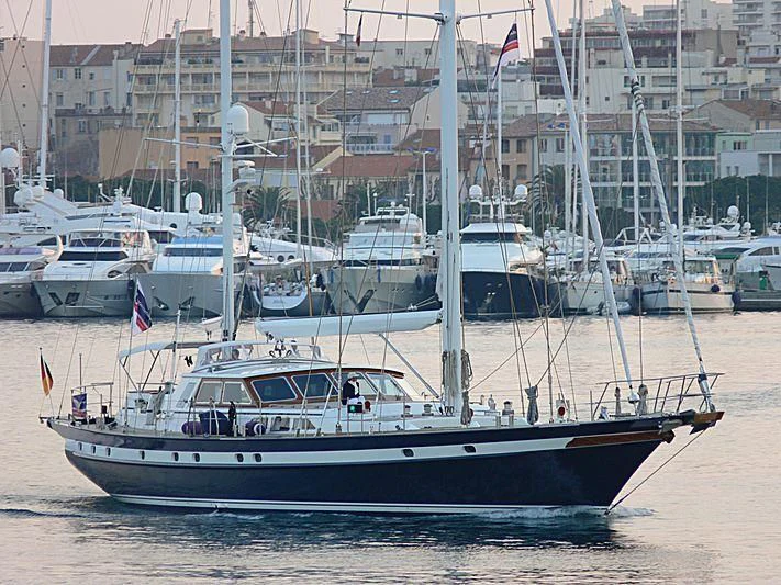 a boat in the water aboard BLACK MOLLY Yacht for Sale