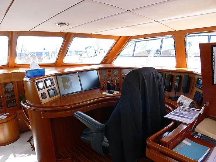 a person sitting at a desk aboard BLACK MOLLY Yacht for Sale