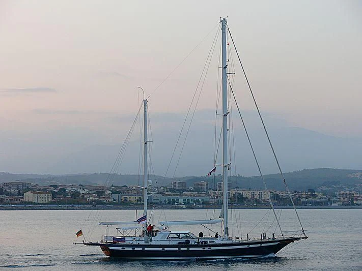 a sailboat on the water aboard BLACK MOLLY Yacht for Sale