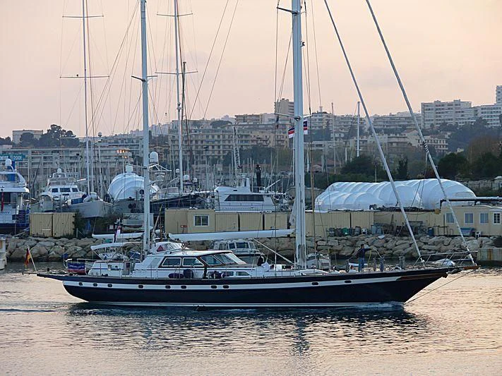 a boat in the water aboard BLACK MOLLY Yacht for Sale