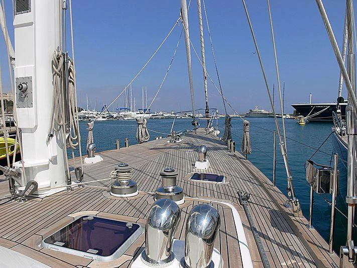 a boat is parked in the water aboard BLACK MOLLY Yacht for Sale
