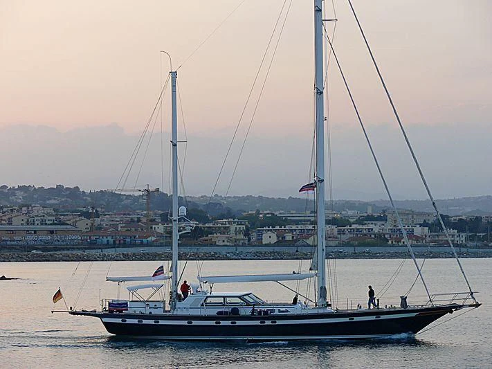 a boat on the water aboard BLACK MOLLY Yacht for Sale
