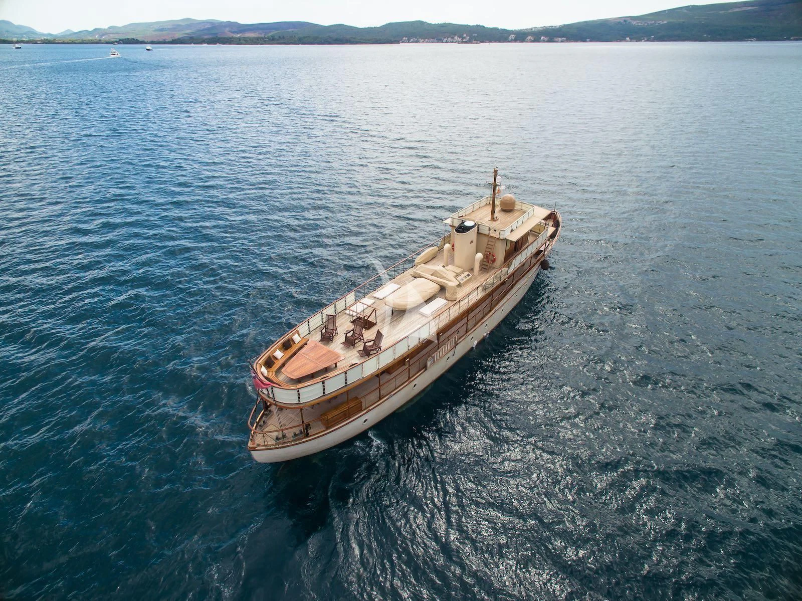 a boat in the water aboard OVER THE RAINBOW OF LONDON Yacht for Charter