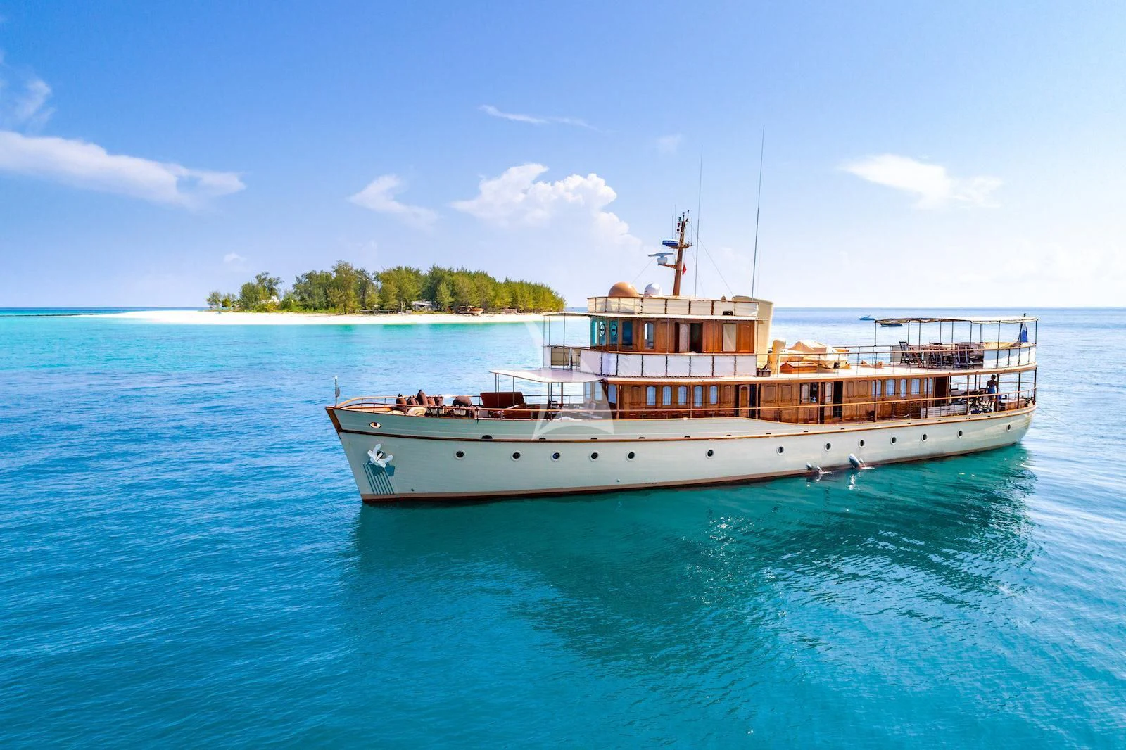 a boat on the water aboard OVER THE RAINBOW OF LONDON Yacht for Charter