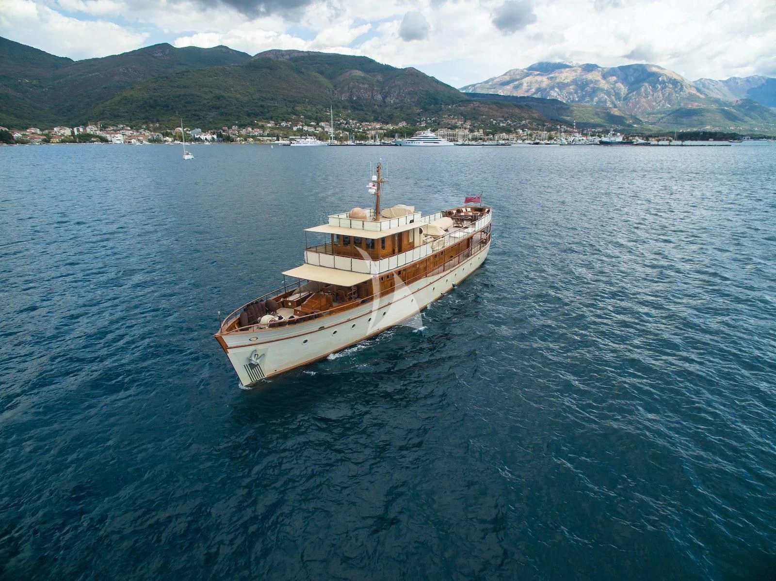 a ship in the water aboard OVER THE RAINBOW OF LONDON Yacht for Charter