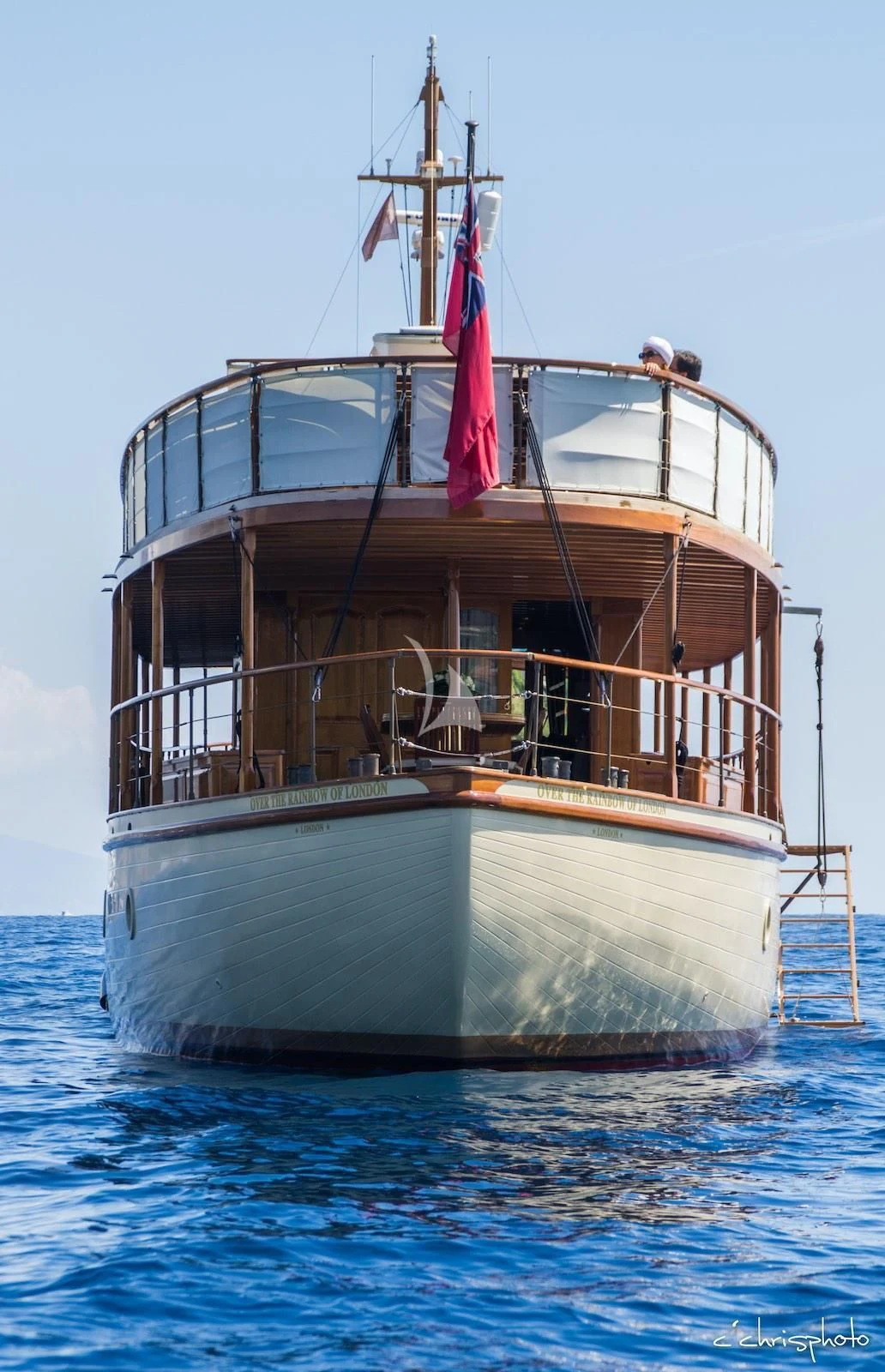 a boat on the water aboard OVER THE RAINBOW OF LONDON Yacht for Charter
