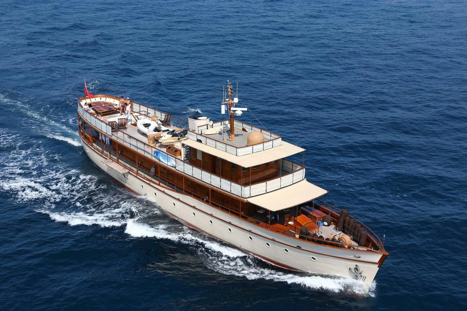 a large ship in the water aboard OVER THE RAINBOW OF LONDON Yacht for Charter