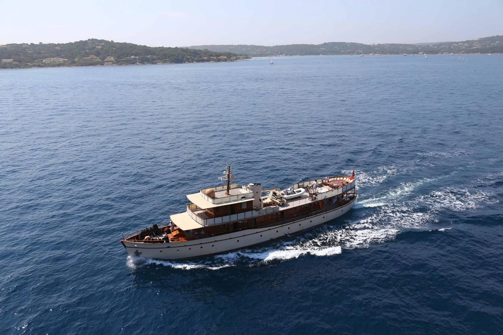 a ship on the water aboard OVER THE RAINBOW OF LONDON Yacht for Charter