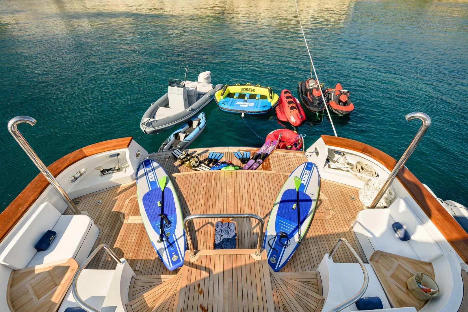 boats on a dock aboard WIND OF FORTUNE Yacht for Charter