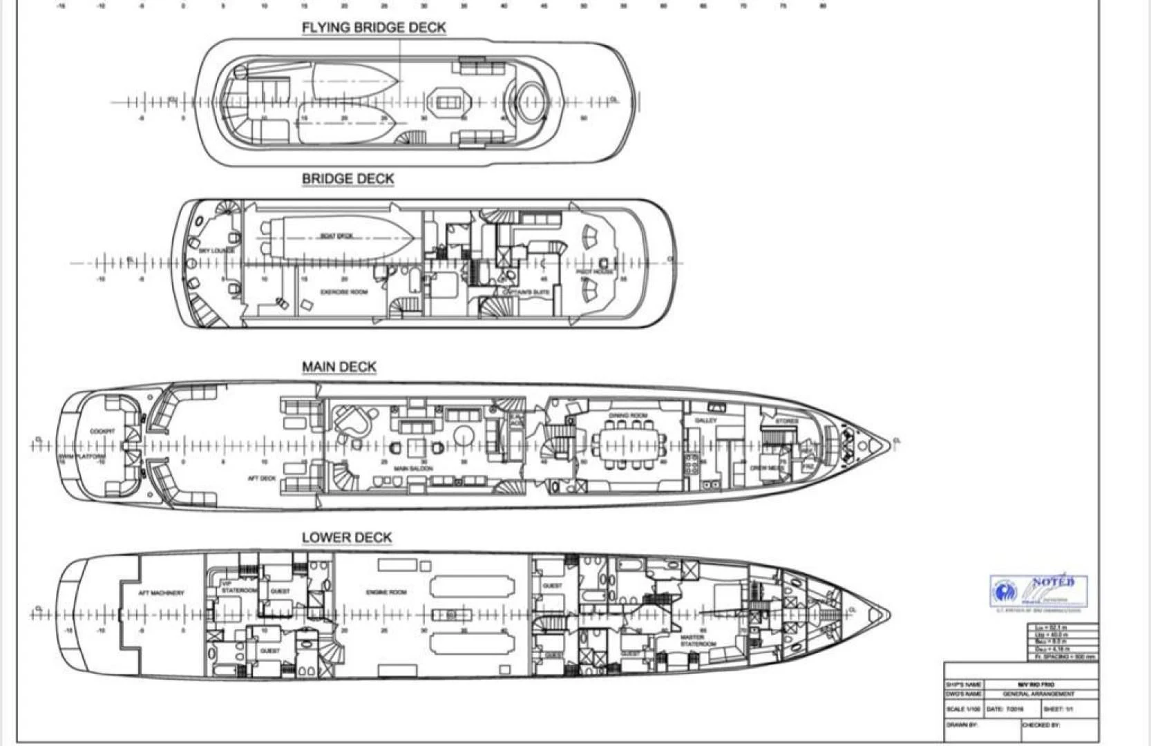 diagram, engineering drawing aboard WIND OF FORTUNE Yacht for Charter
